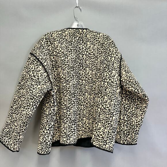 ASOS DESIGN cotton quilted leopard print bowtie tie front jacket Size Large Boxy - Picture 16 of 16